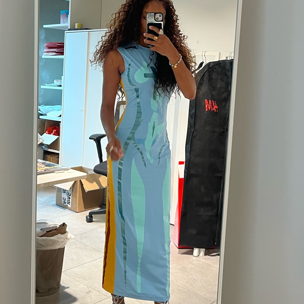 Mowalola latex two toned dress